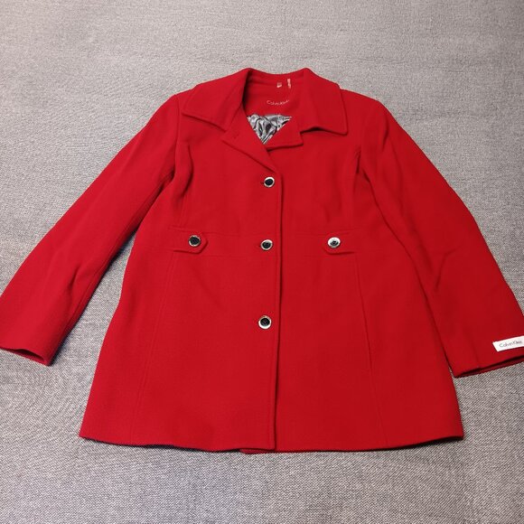 Calvin Klein red coat - size 14 P - Picture 1 of 16